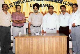 Office-bearers of the Life Insurance Corporation of India Employees Sports and Recreation Club in Ludhiana on Friday