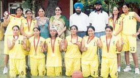 The basketball team of the Khalsa College for Women, Civil Lines, which won the Panjab University Inter-College Basketball Tournament held in Ludhiana