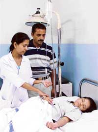 Ganga, an 11-year-old girl, who fell unconscious after an earthquake hit Ludhiana on Saturday morning
