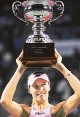 The Czech Republics Nicole Vaidisova holds the trophy after beating Frances Tatiana Golovin in the final of the Japan Open Tennis Championships in Tokyo on Sunday.