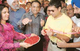 Sachin Tendulkar inaugurating the Pain Management and Clinic in Chandigarh on Wednesday.