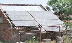 The solar panel of the lighting system at Chhat village. (File photo)