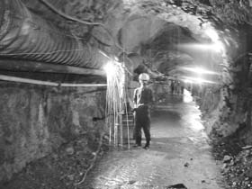A view of one of the 16 underground galleries at the Kol Dam project site where work is going on in full swing
