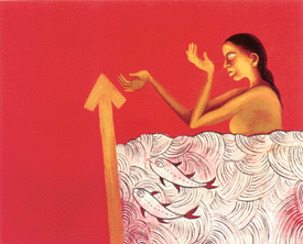 SURVIVING THE STORM: A painting from the Sohni series by Arpana Caur.