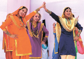 Folk dancers from Punjab performing Giddha on the 43rd anniversary celebrations of the ITBP in the Capital on Friday