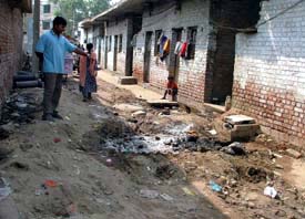 A dug up street in Ram Nagar of Ludhiana