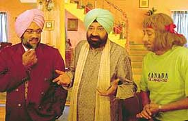 The shooting of a film on the nuisance value of Jija ji at Joke Factory in Mohali on Saturday