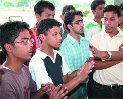 Students protesting their trial by media on the NIT campus in Jalandhar on Saturday. 