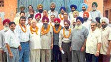 Mr G.L. Pahwa, Mr Manmohan Singh Ubbi and others at a meeting of cycle manufacturers in Ludhiana on Sunday