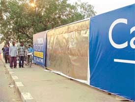 A damaged board on the Jagraon bridge