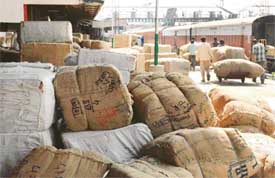 Goods piled up at the railway station in Ludhiana on Thursday