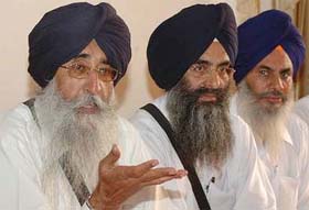 Mr Simranjit Singh Mann, president SAD (A) addresses reporters in Jalandhar