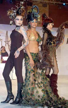 Models display different hairstyles at the Hair Asia Pacific Show in Mumbai on Monday night. 