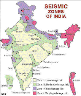 Seismic zones of India