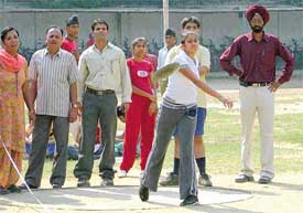 Vedika Thapar of KVM School who won a gold medal in discus throw in the Ludhiana Schools Athletics Meet being organised by the Education Department in Ludhiana