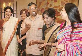 (From left) Bharatnatyam dancer Geeta Chandran, Director, United Nations Information Centre, Shalini Dewan, Director-General, Indian Council for Cultural Relations, Pavan K. Varma, Kathak dancer Shovana Narayan and Varsha Bedi, wife of film producer Bobby Bedi, at a press meet to announce Building Bridges, a cultural festival to celebrate the 60 years of India and the United Nations, in New Delhi