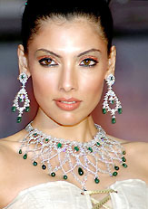 A model displays Orras collection, The Neckline Collectibles, 2005, at a fashion show in New Delhi on Thursday.
