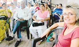 Ms Vivien Lewis, an assistive technology expert from the UK, who gave training to teachers for dealing with special children, at a workshop held in Prayaas, Sector 38, Chandigarh.