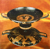 A two-handled Greek goblet from the Martini & Rossi wine museum at Pesione