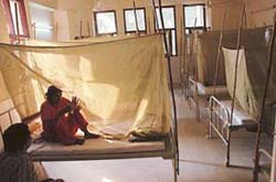 A dengue patient under treatment in the medical ward of the Civil Hospital, Jalandhar. 