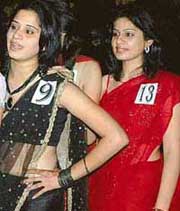 Girls take part in freshers night celebrations at a Panjab university hostel in Chandigarh