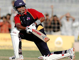 Vinayak Mane of Mumbai Cricket Association Presidents XI plays a shot during a warm-up one-day match against Sri Lanka at the Wankhede Stadium in Mumbai on Saturday