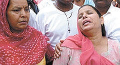 Mother of the deceased student at Charak Palika Hospital in the Capital on Sunday