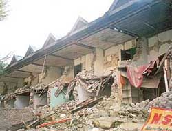A view of the devastation caused by the recent earthquake in the Uri area of Jammu and Kashmir.