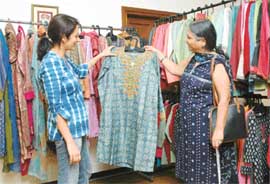 Sohni Makker displays her range of natural fabrics.