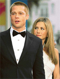 Actor Brad Pitt escorts actress Jennifer Aniston