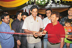 Cricketer Irfan Pathan at the opening of the renovated Meena Bazaar in Sector 17 on Wednesday