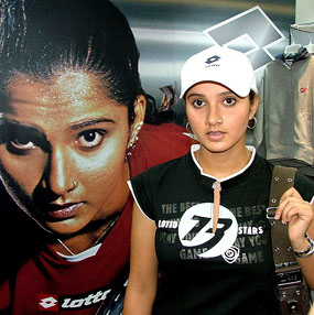 Tennis star Sania Mirza, brand ambassador, Lotto, inaugurates the footwear companys showroom in New Delhi on Friday. 