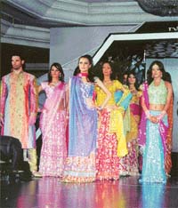 Models display designs of Vikram Phadnis