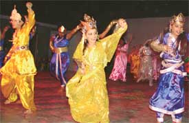 Students of Hansraj Public School perform a choreography on National Integration, during their Annual Day celebrations at Panchkula on Friday