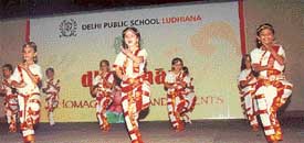 Students of Delhi Public School, Ludhiana, present a dance at a function held in the school on Saturday