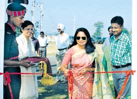 Diya Gupta, president, AWWA, Vajra Corps, inaugurating Divali Mela in Jalandhar Cantt 