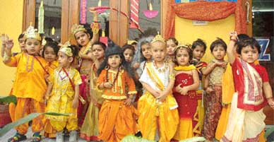 Tiny tots of Kidzee celebrate Divali in school on Monday