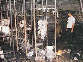 A scene of the devastation caused by a fire at Shreyanas Apparels in Ludhiana on Wednesday. 