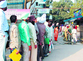 People queuing up outside the Regional Passport Office in Jalandhar on Thursday.