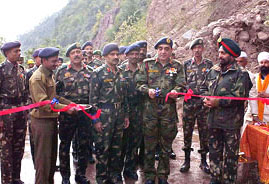 The Chief of the Northern Command, Lt-Gen Deepak Kapoor, rededicates the peace road to the people of the Kashmir valley on Thursday
