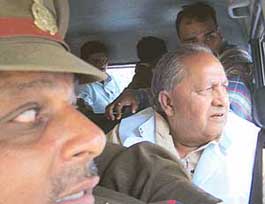 BJP MLC Ramji Singh, accused of inciting communal riots in Mau, after he was arrested by the police in Lucknow on Thursday.
