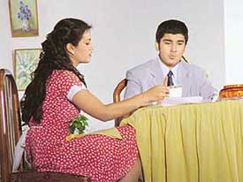 A scene from a play, Tons of Money, being staged by students of Vivek High School, in connection with the founders day celebrations at Sector 38, Chandigarh