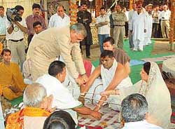 Chief Minister Bhupinder Singh Hooda and his wife Asha at a function in Kurukshetra on Friday.