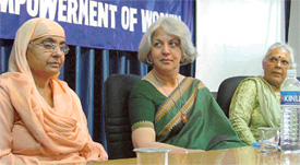 Dr Isher Judge Ahluwalia, Vice-Chairperson of Punjab Planning Board, and Dr Madanjit Kaur Sahota, Principal of MTS College for Women, Ludhiana, attend a workshop on Friday