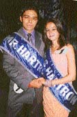 Munish Sharma and Aanchal pose for a photograph after winning Mr and Ms Freshers titles