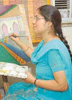 An artist working on the sketches of Sahibzade