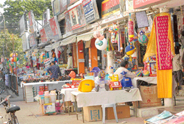 Shopkeepers have encroached upon the area outside their shops in the Sector 7 market of Panchkula. 