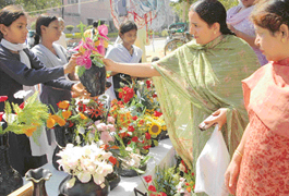 An artificial flowers stall put up by students of Sector 25 government school, Chandigarh.