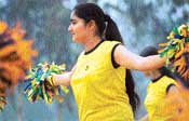 This cheerleader brings smiles to boththe winners and the losers
