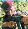 A paratrooper in action